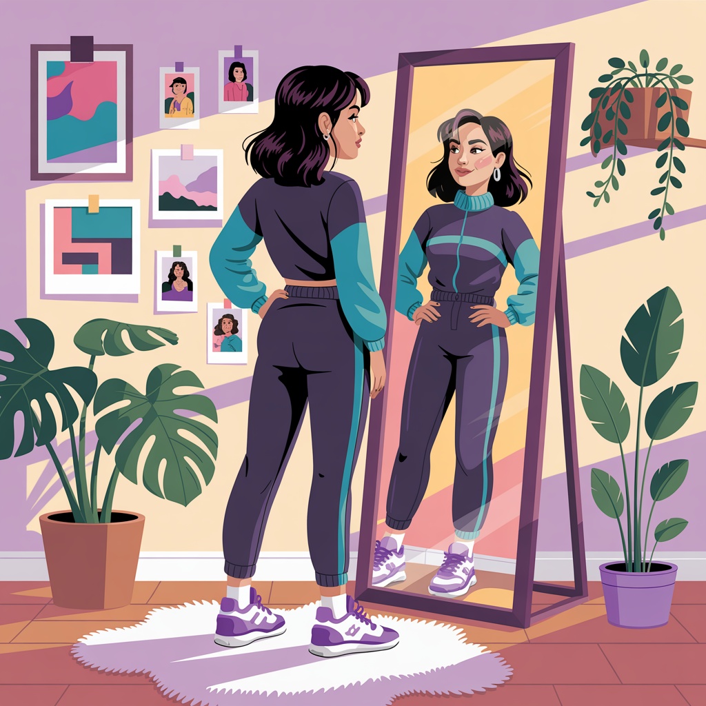 Young woman reflecting on who she's becoming