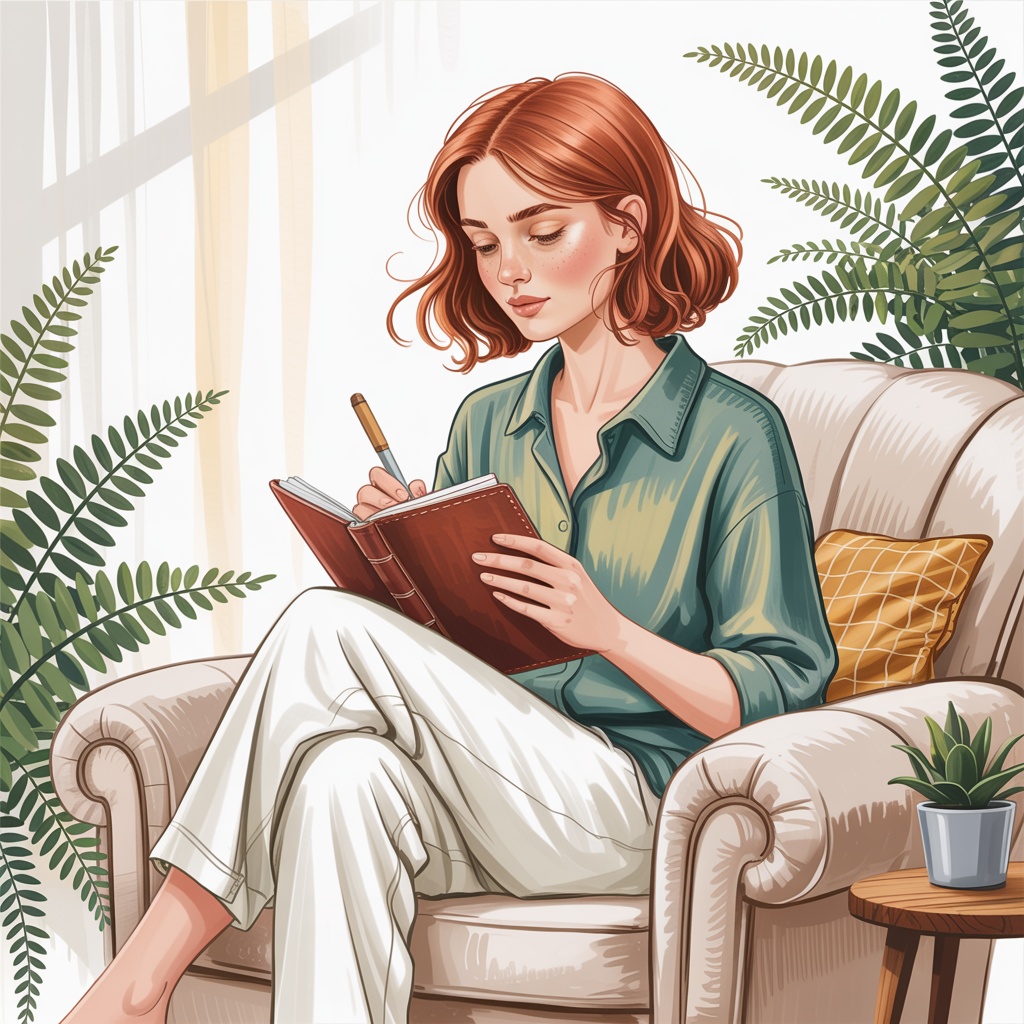 Young woman journaling and reflecting